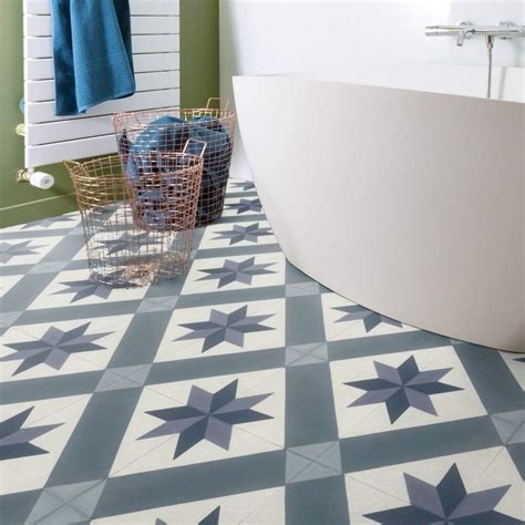 blue tile effect vinyl flooring.